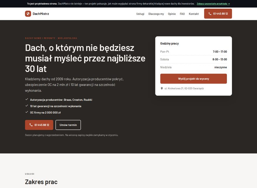 Przykładowa strona — Dekarz