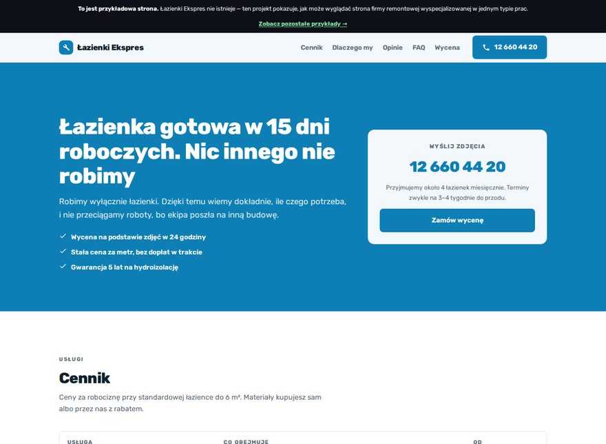 Przykładowa strona — Łazienki Ekspres