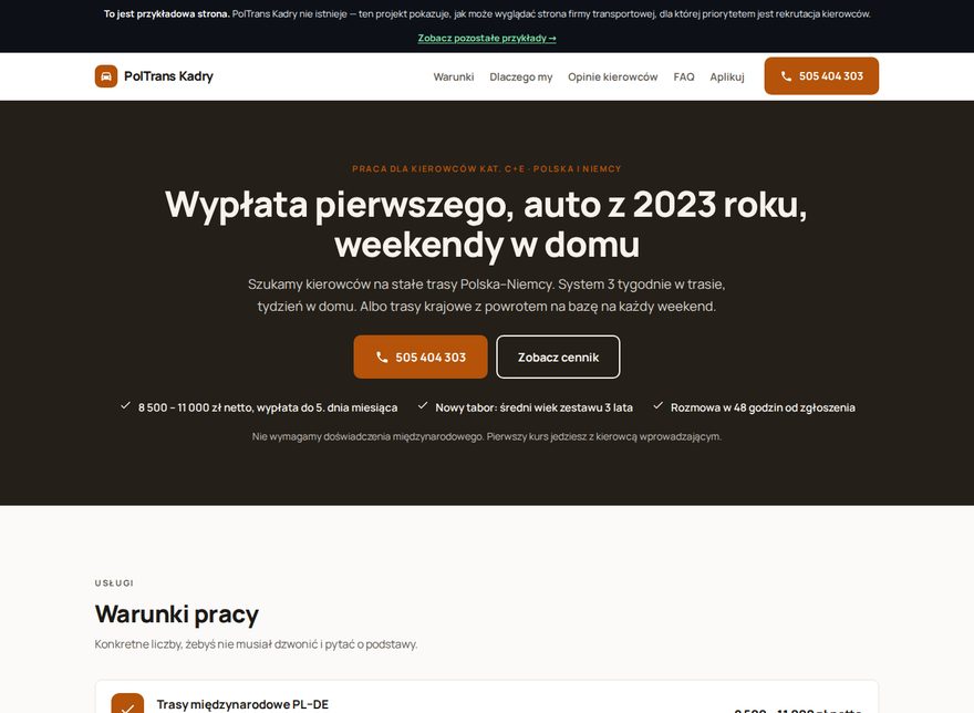 Przykładowa strona — PolTrans Kadry