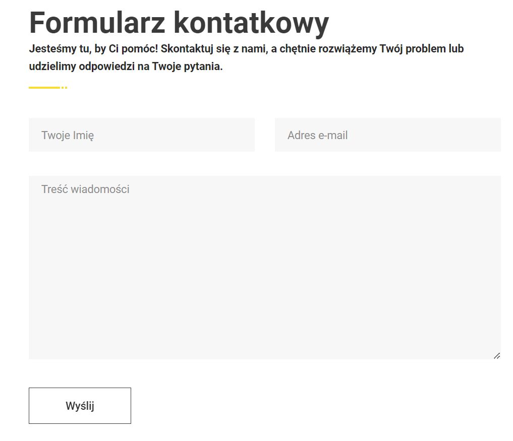 formularz kontaktowy strona mechanika