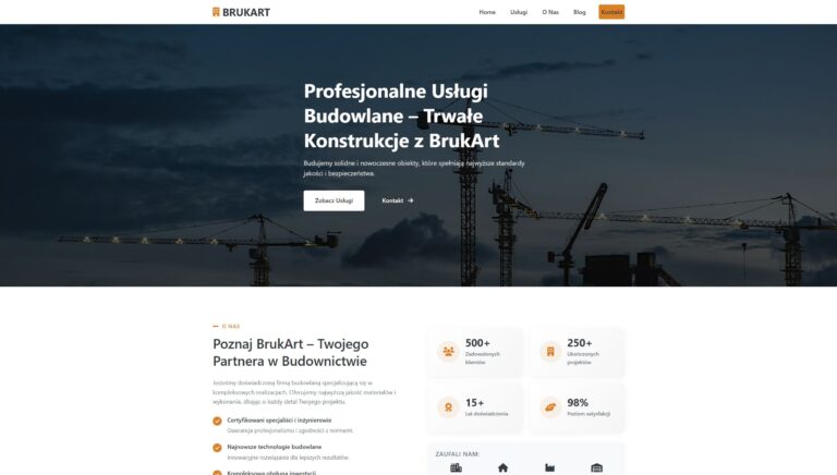 Przykładowa strona internetowa firmy brukarskiej BrukArt