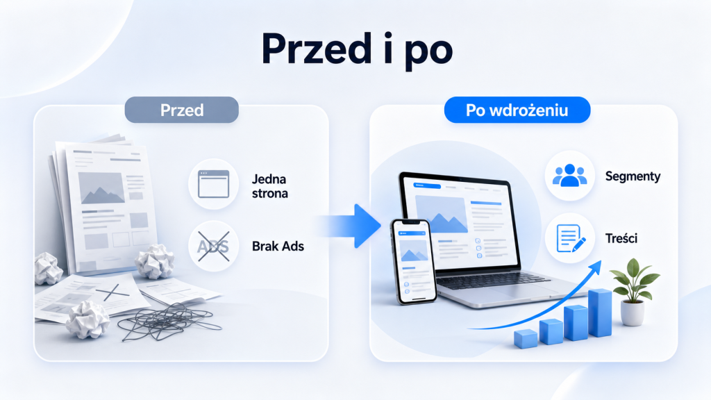 Przykład pracy marketingowej: przed wdrożeniem i po wdrożeniu segmentów oraz treści