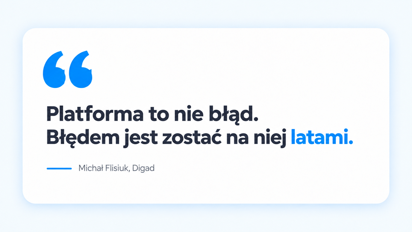 Cytat Michała Flisiuka: Platforma to nie błąd. Błędem jest zostać na niej latami.